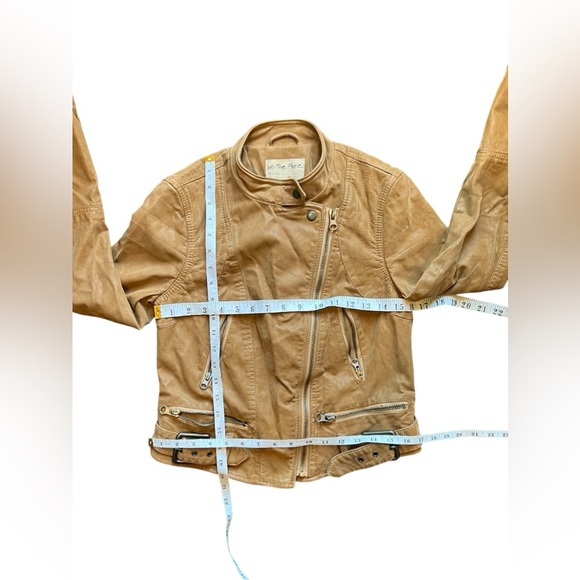 Free People We The Free Womens Fenix Vegan Leather Moto Jacket Camel Brown XS - Picture 10 of 13